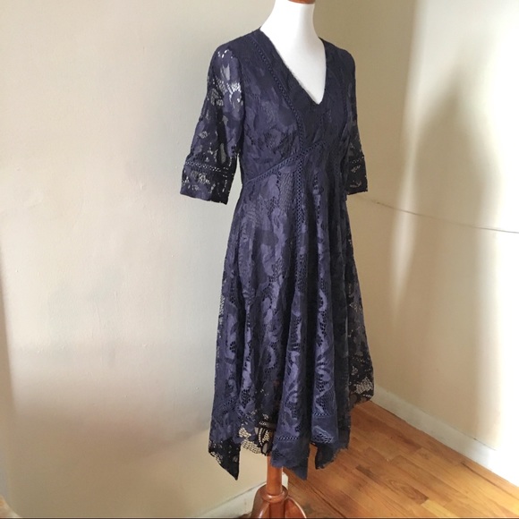 Taylor Lace Sharkbite Hem Dress 6 Navy - Picture 6 of 8